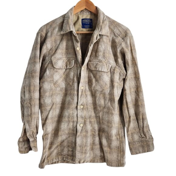 Pendleton Original Board Shirt Loop Button 100% Wool Men's M Neutral Beige Plai - Picture 1 of 9